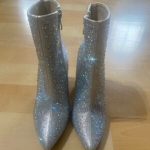 Silver Rhinestone Boots